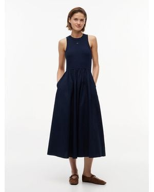 Tommy Hilfiger Slim Sleeveless Poplin Maxi Dress - Blue