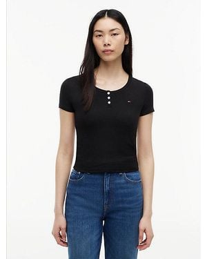 Tommy Hilfiger Slim Henley T-Shirt - Black