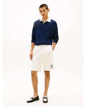 Tommy Hilfiger Crest Embroidery Lightweight Relaxed Sweat Shorts - Blue
