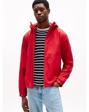 Tommy Hilfiger Logo Patch Hooded Jacket - Red