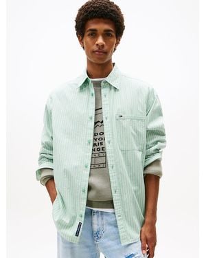 Tommy Hilfiger Relaxed Fit Stripe Poplin Shirt - Green