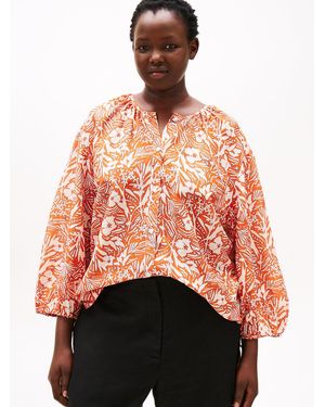 Tommy Hilfiger Curve Relaxed Fit Blouse With Silk - Red
