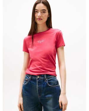 Tommy Hilfiger Logo Jersey Slim T-shirt - Red