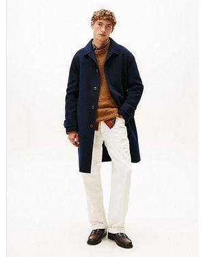 Tommy Hilfiger Smart Casual Relaxed Fit Mantel Mit Kaschmir - Blau