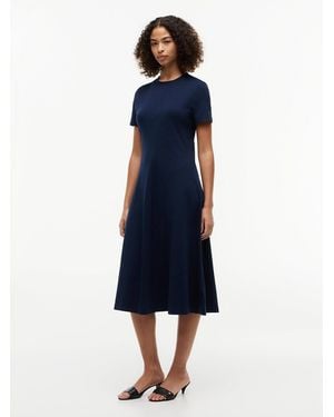 Tommy Hilfiger Interlock Knit Midi Fit And Flare Dress - Blue