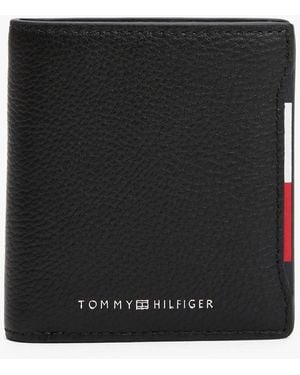 Tommy Hilfiger Logo Leather Trifold Wallet - Black