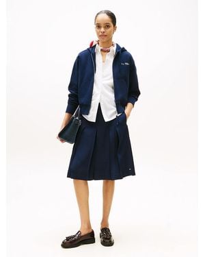 Tommy Hilfiger Minijupe En Sergé Plissée - Bleu