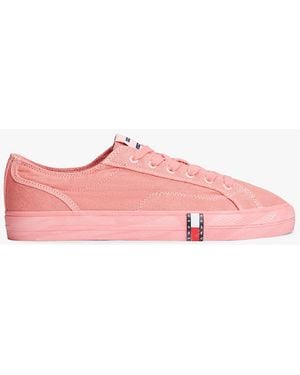 Tommy Hilfiger Archive Flag Stripe Washed Canvas Trainers - Pink
