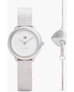 Tommy Hilfiger Coffret Cadeau Montre Et Bracelet Acier Inoxydable - Blanc