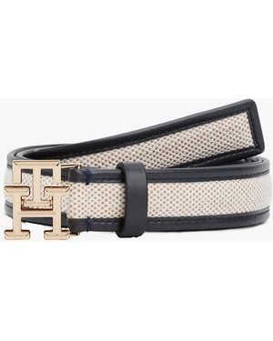 Tommy Hilfiger Ceinture En Cuir À Monogramme Th - Blanc