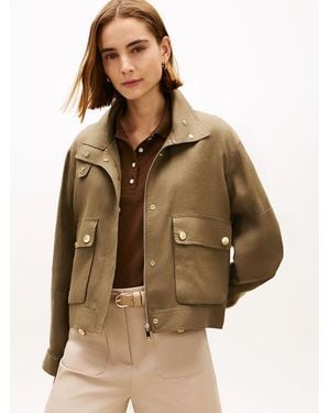 Tommy Hilfiger Tone Button Pure Linen Utility Jacket - Brown