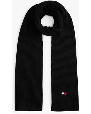 Tommy Hilfiger Heritage Logo Rib-knit Scarf - Black