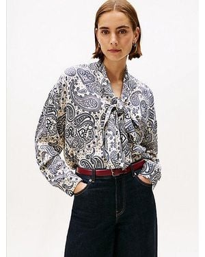 Tommy Hilfiger Oversized Fit Schluppenbluse Aus Viskose - Blau
