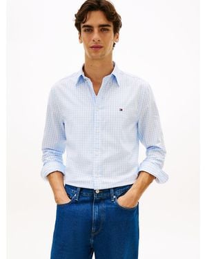 Tommy Hilfiger Th Flex Regular Fit Gingham Check Poplin Shirt - Blue