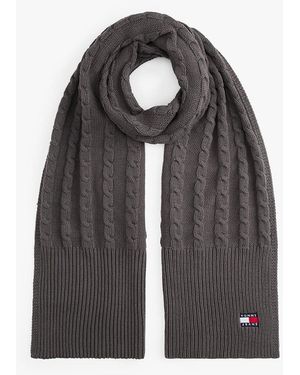 Tommy Hilfiger Heritage Logo Cable Knit Scarf - Black