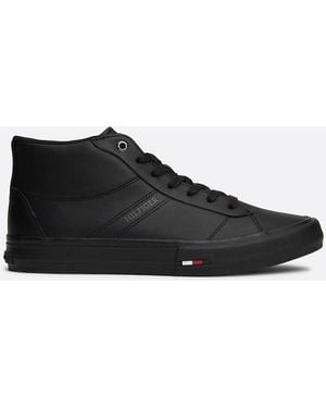 Tommy Hilfiger Leather Lace-up High-top Trainers - Black