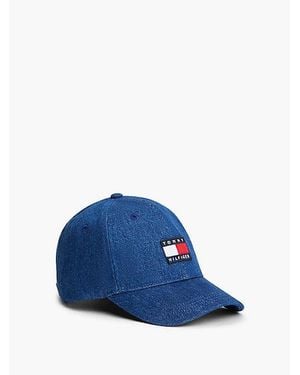 Tommy Hilfiger Kids Denim Baseballpet Met Vlaglogo - Blauw