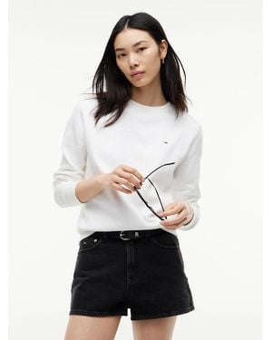 Tommy Hilfiger Brushed Fleece Crew Neck Sweatshirt - White