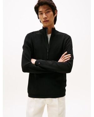Tommy Hilfiger Performance Half-zip Mock Neck Jumper - Black