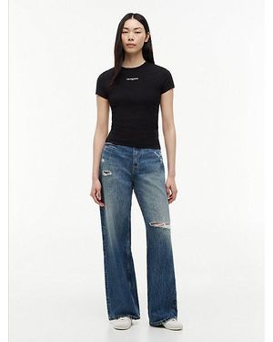 Tommy Hilfiger Claire High Rise Jeans Met Wijde Fit En Distressed Details - Blauw