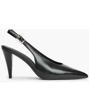 Tommy Hilfiger Th Monogram Leather Slingback High Heels - White