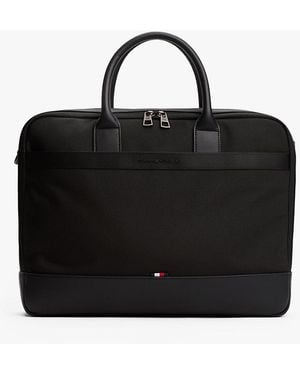 Tommy Hilfiger Borsa Per Laptop Travel Con Tracolla E Logo - Nero