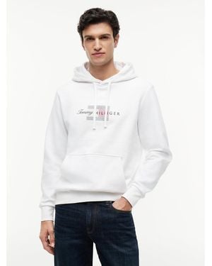 Tommy Hilfiger Flag Graphic Terry Drawstring Hoody - White