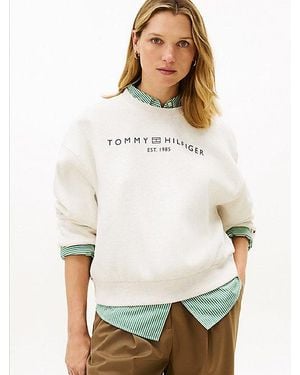 Tommy Hilfiger Sudadera Amplia De Felpa Flexible - Blanco