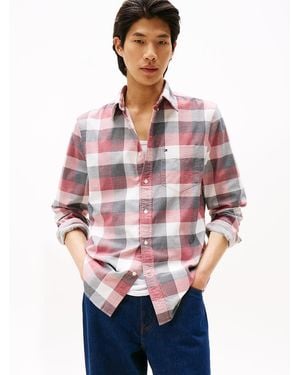 Tommy Hilfiger Regular Fit Corduroy Check Shirt - Red