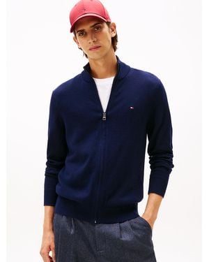 Tommy Hilfiger Zip-thru Jumper With Cashmere - Blue