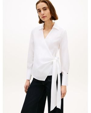 Tommy Hilfiger Slim Fit Wrap Knot Poplin Shirt - White