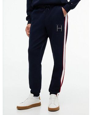 Tommy Hilfiger Joggers De Piqué Con Bajo Elástico Y Rayas - Azul