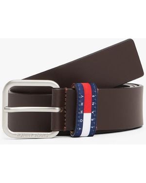 Tommy Hilfiger Ceinture Ryan En Cuir À Passant À Logo - Marron