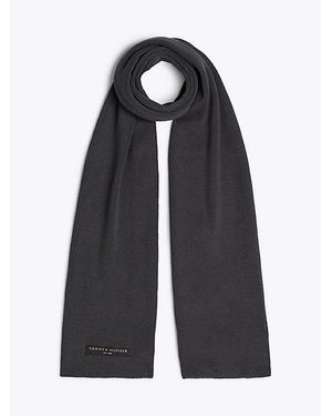 Tommy Hilfiger Bufanda De Punto Fino Con Logo - Negro