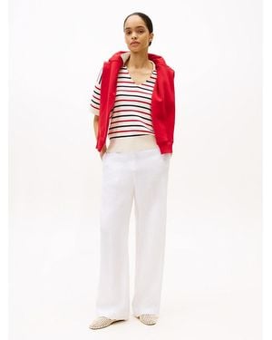 Tommy Hilfiger Linen Blend Tailored Straight Leg Trousers