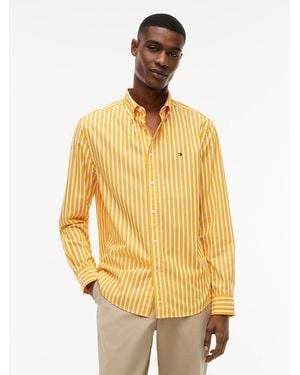 Tommy Hilfiger Regular Fit Flex Stripe Poplin Shirt - Yellow