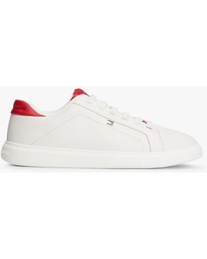 Tommy Hilfiger Lightweight Leather Cupsole Court Trainers - Natural