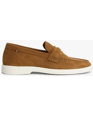 Tommy Hilfiger Flag Plaque Suede Loafers - White