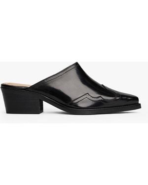 Tommy Hilfiger Leather Cowboy Mules - White