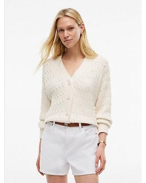 Tommy Hilfiger Cable Knit Oversized V-Neck Cardigan - White