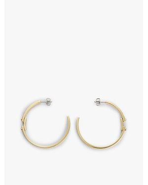 Tommy Hilfiger Pendientes De Aro Estriados Chapados En Oro - Blanco