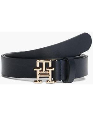 Tommy Hilfiger Th Emblem Plaque Leather Belt - Blue