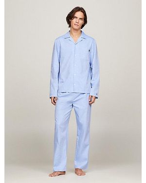 Tommy Hilfiger Th Monogram Geweven Pyjama-overhemd - Blauw