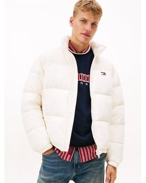 Tommy Hilfiger Back Logo Relaxed Hooded Puffer Jacket - White