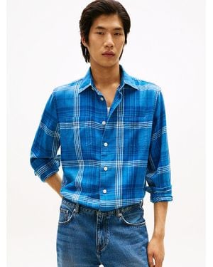 Tommy Hilfiger Relaxed Fit Textured Check Shirt - Blue