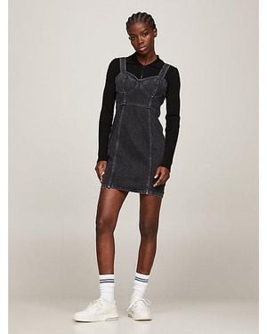 Tommy Hilfiger Skinny Fit Denim Mini-bustierjurk - Naturel
