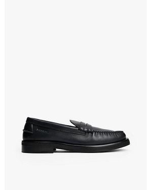 Tommy Hilfiger Leder-Loafer Mit Tiefgeprägtem Logo - Schwarz