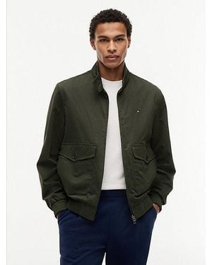 Tommy Hilfiger Logo Patch Zip-Thru Harrington Jacket - Green