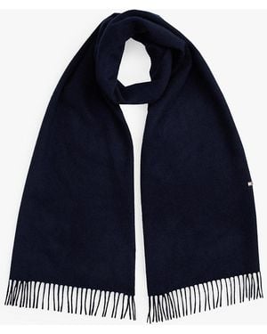 Tommy Hilfiger Hilfiger Flag Pure Cashmere Fringed Scarf - Blue