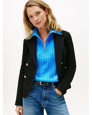 Tommy Hilfiger Th Crest Embroidery Slim Fit Blazer - Blue